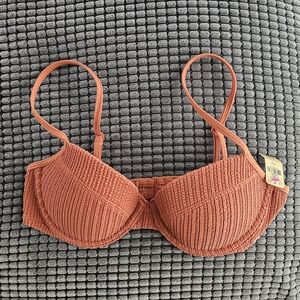 NWT PINK Crinkle Push Up Swim Top